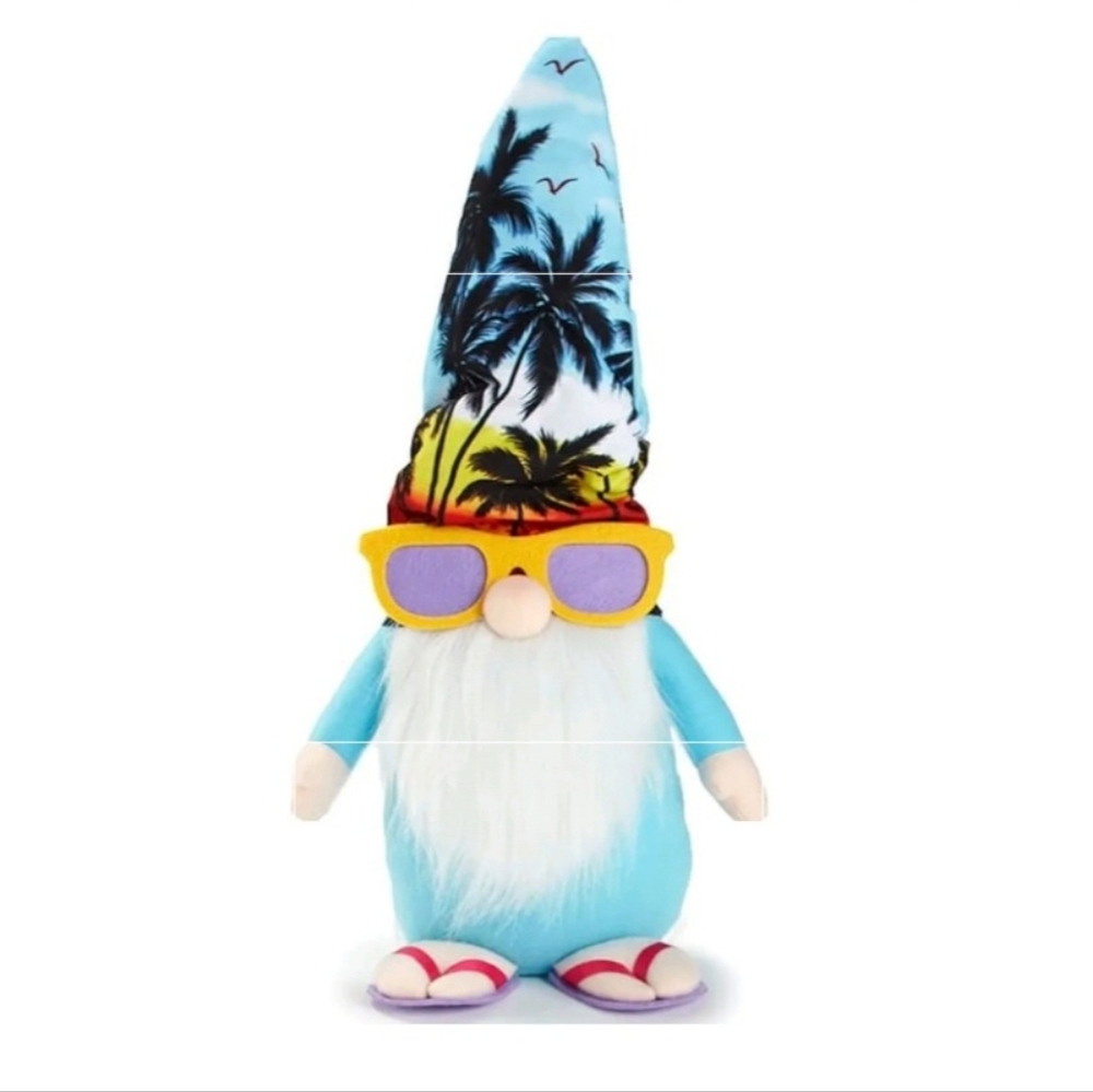 BEACH BOY PLUSH GNOME WITH SUNGLASSES & FLIP FLOPS- LG 20" BNWT